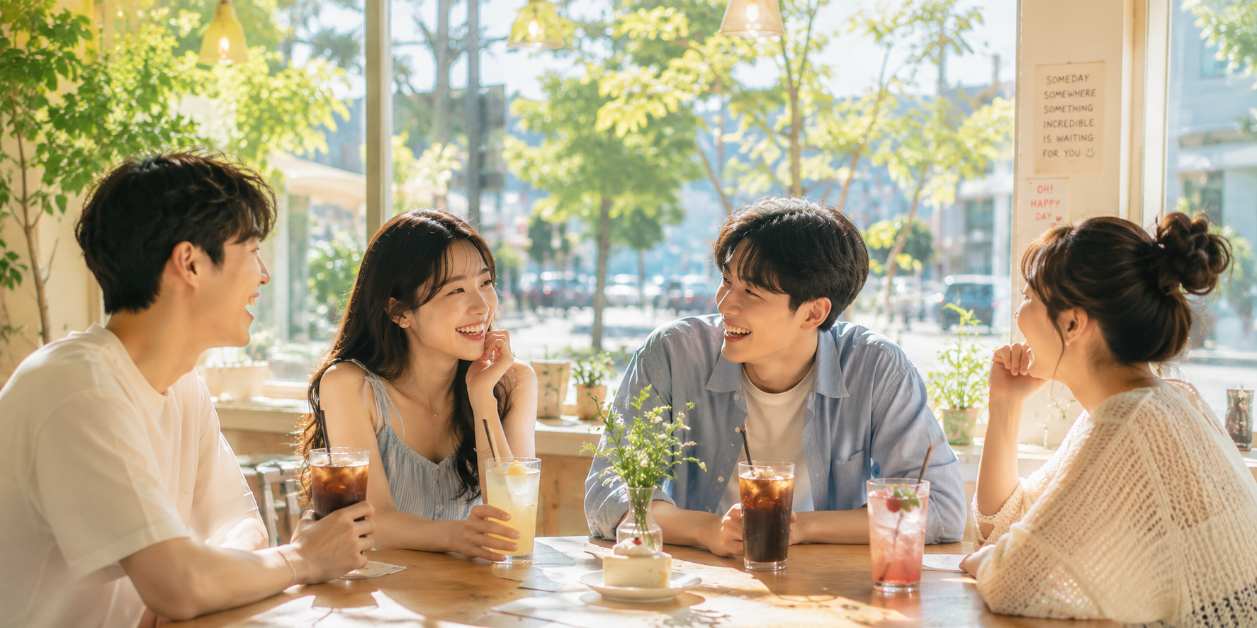 카페에서 대화하는 취미 모임